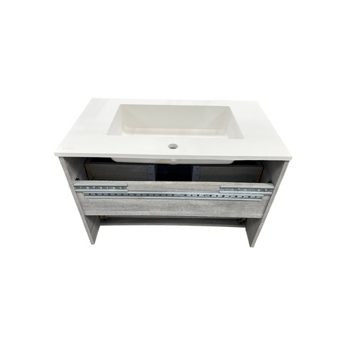 Latitude Run Wall Hung Single Bathroom Gray Vanity With Solid Stone Top, image 8