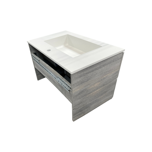 Latitude Run Wall Hung Single Bathroom Gray Vanity With Solid Stone Top, image 14