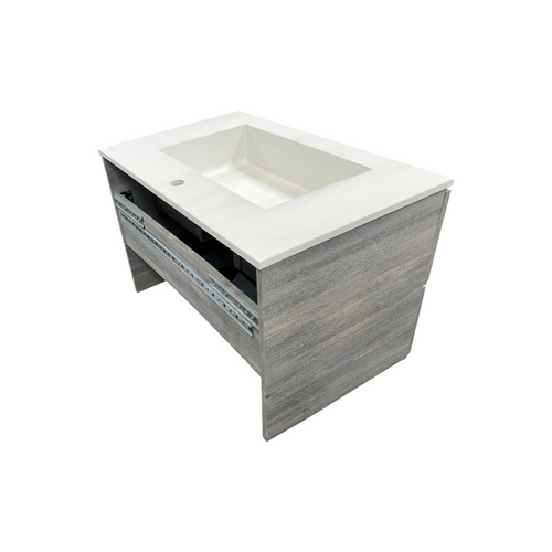 Latitude Run Wall Hung Single Bathroom Gray Vanity With Solid Stone Top, image 9
