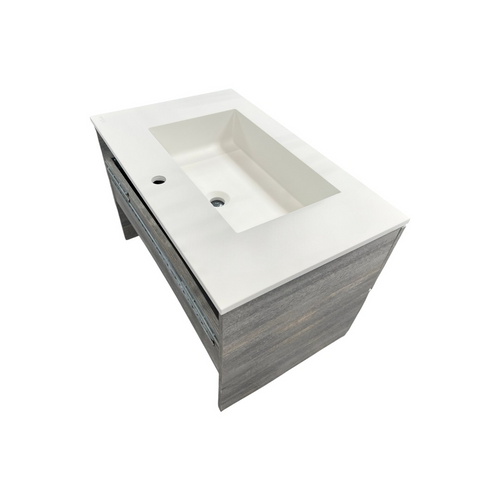 Latitude Run Wall Hung Single Bathroom Gray Vanity With Solid Stone Top, image 10