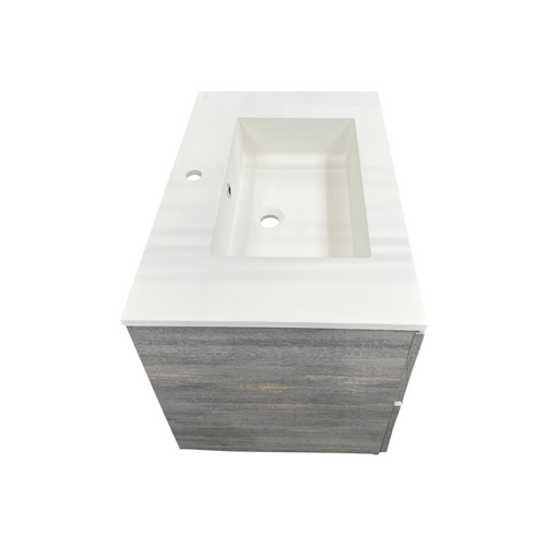 Latitude Run Wall Hung Single Bathroom Gray Vanity With Solid Stone Top, image 16