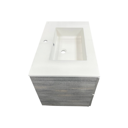 Latitude Run Wall Hung Single Bathroom Gray Vanity With Solid Stone Top, image 11