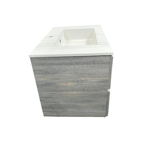 Latitude Run Wall Hung Single Bathroom Gray Vanity With Solid Stone Top, image 17
