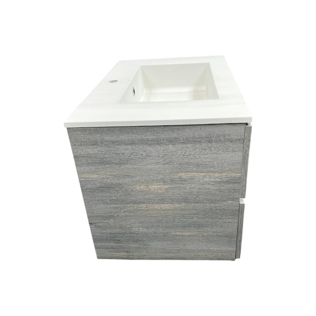 Latitude Run Wall Hung Single Bathroom Gray Vanity With Solid Stone Top