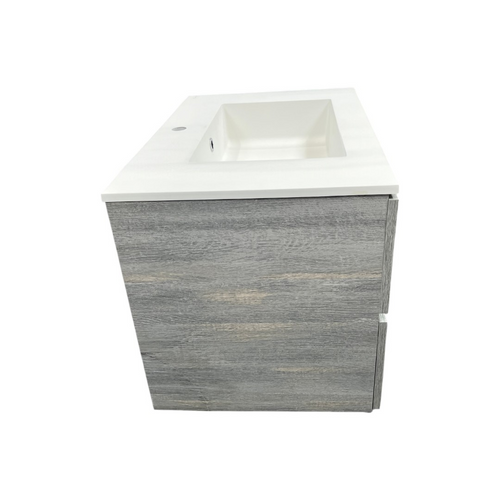 Latitude Run Wall Hung Single Bathroom Gray Vanity With Solid Stone Top, image 5
