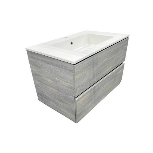 Latitude Run Wall Hung Single Bathroom Gray Vanity With Solid Stone Top, image 18