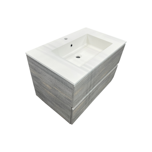 Latitude Run Wall Hung Single Bathroom Gray Vanity With Solid Stone Top, image 19