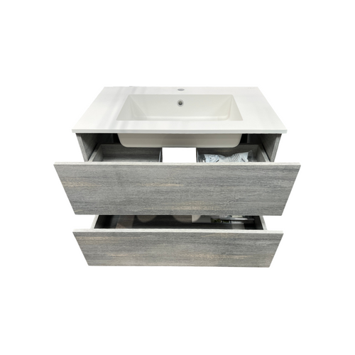 Latitude Run Wall Hung Single Bathroom Gray Vanity With Solid Stone Top, image 20