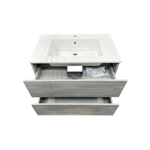 Latitude Run Wall Hung Single Bathroom Gray Vanity With Solid Stone Top, image 21