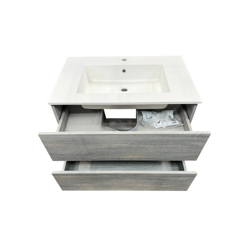 Latitude Run Wall Hung Single Bathroom Gray Vanity With Solid Stone Top, image 12