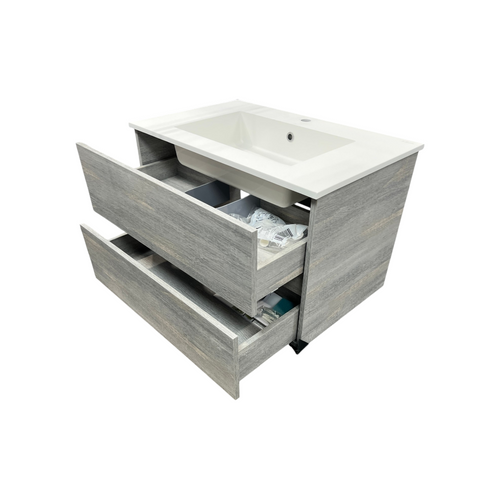 Latitude Run Wall Hung Single Bathroom Gray Vanity With Solid Stone Top, image 22