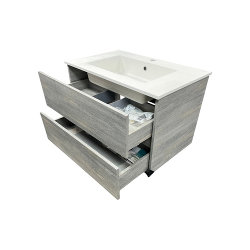 Latitude Run Wall Hung Single Bathroom Gray Vanity With Solid Stone Top, image 13