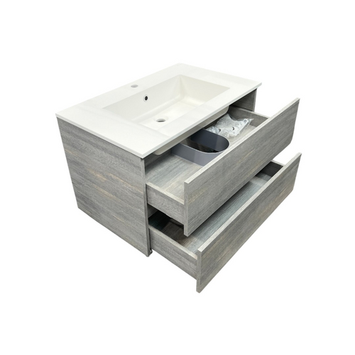 Latitude Run Wall Hung Single Bathroom Gray Vanity With Solid Stone Top, image 14