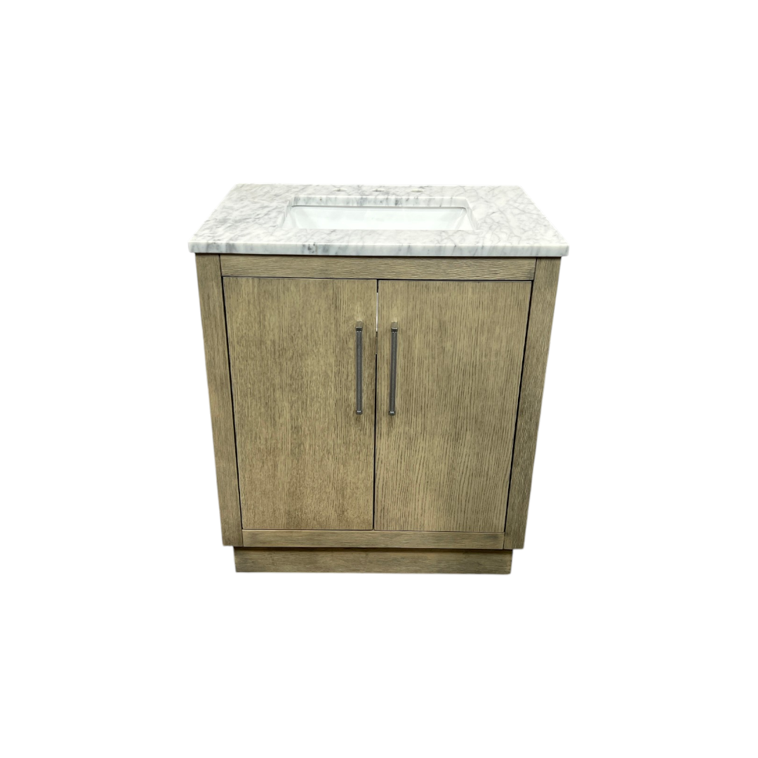 Water Creation Hugo Single Sink Pre-Assembled Mid-Century Style Bathroom Vanity With 1" Carrara White Marble Top