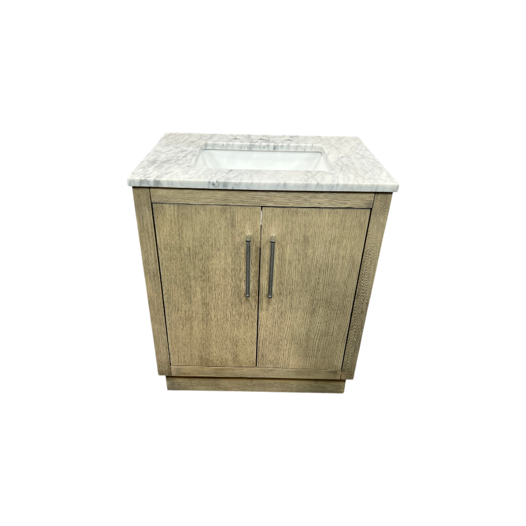 Water Creation Hugo Single Sink Pre-Assembled Mid-Century Style Bathroom Vanity With 1" Carrara White Marble Top