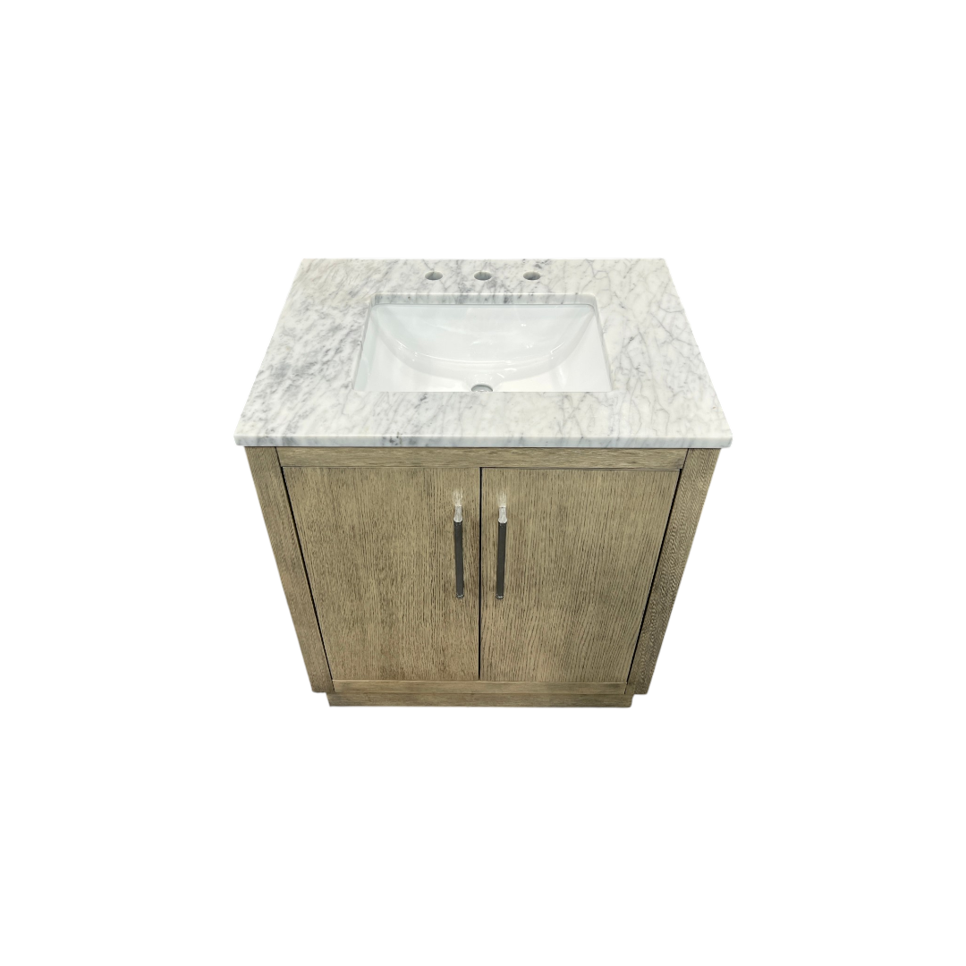 Water Creation Hugo Single Sink Pre-Assembled Mid-Century Style Bathroom Vanity With 1" Carrara White Marble Top