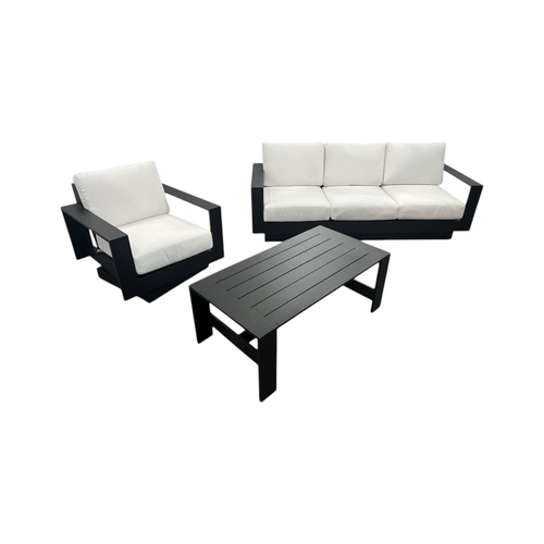 Joss & Main Sterling 3-Piece Outdoor Seating Group with Swivel Chair and Sunbrella Cushions, image 4