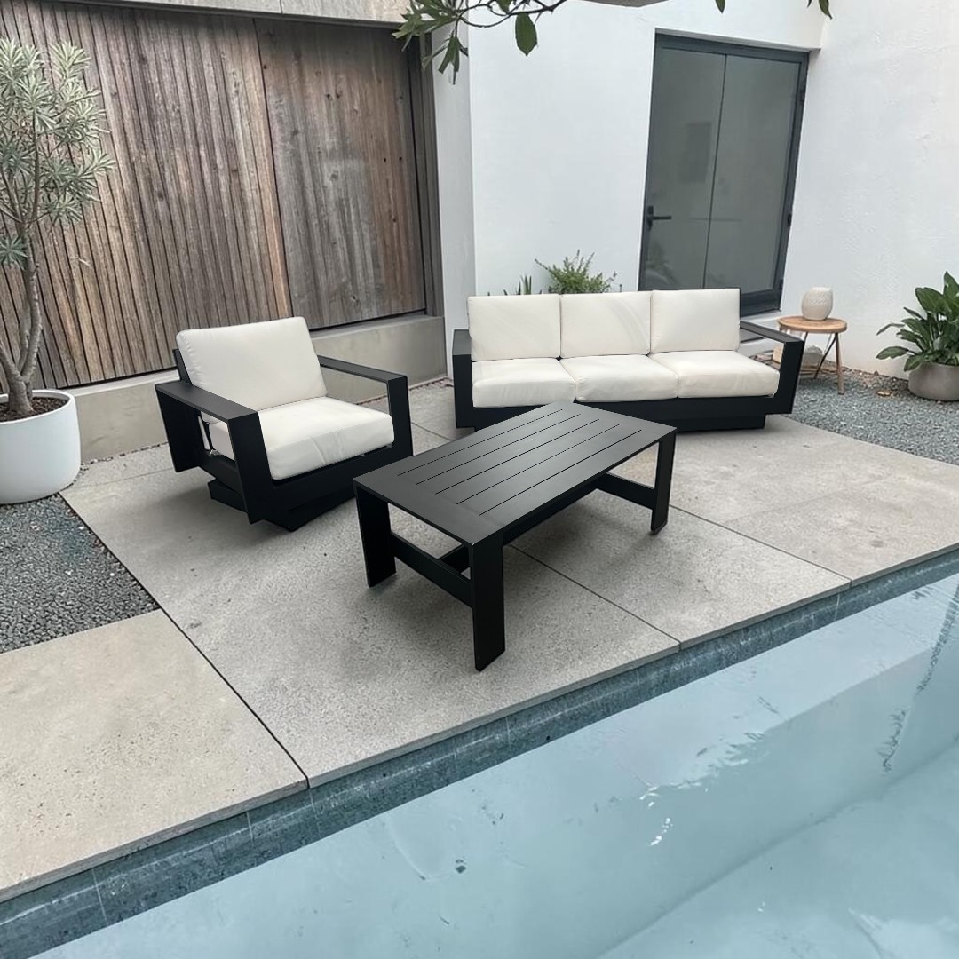 Joss & Main Sterling 3-Piece Outdoor Seating Group with Swivel Chair and Sunbrella Cushions