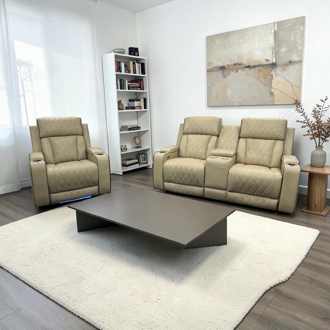 Latitude Run Alabaster Leather Living Room Recliner Set of 2