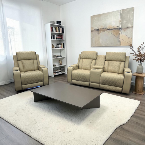 Latitude Run Alabaster Leather Living Room Recliner Set of 2, image 1