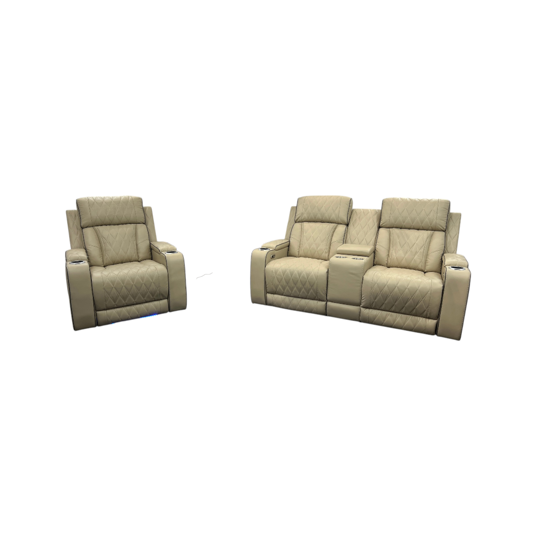 Latitude Run Alabaster Leather Living Room Recliner Set of 2