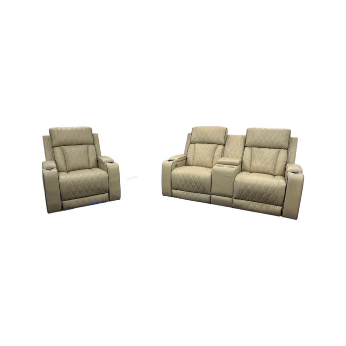 Latitude Run Alabaster Leather Living Room Recliner Set of 2, image 2