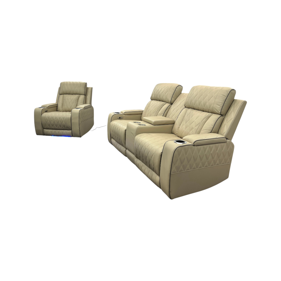 Latitude Run Alabaster Leather Living Room Recliner Set of 2