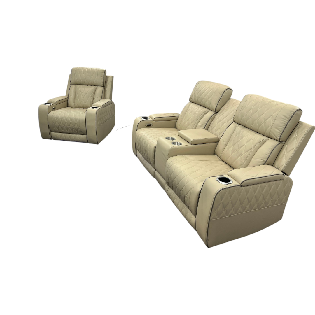 Latitude Run Alabaster Leather Living Room Recliner Set of 2