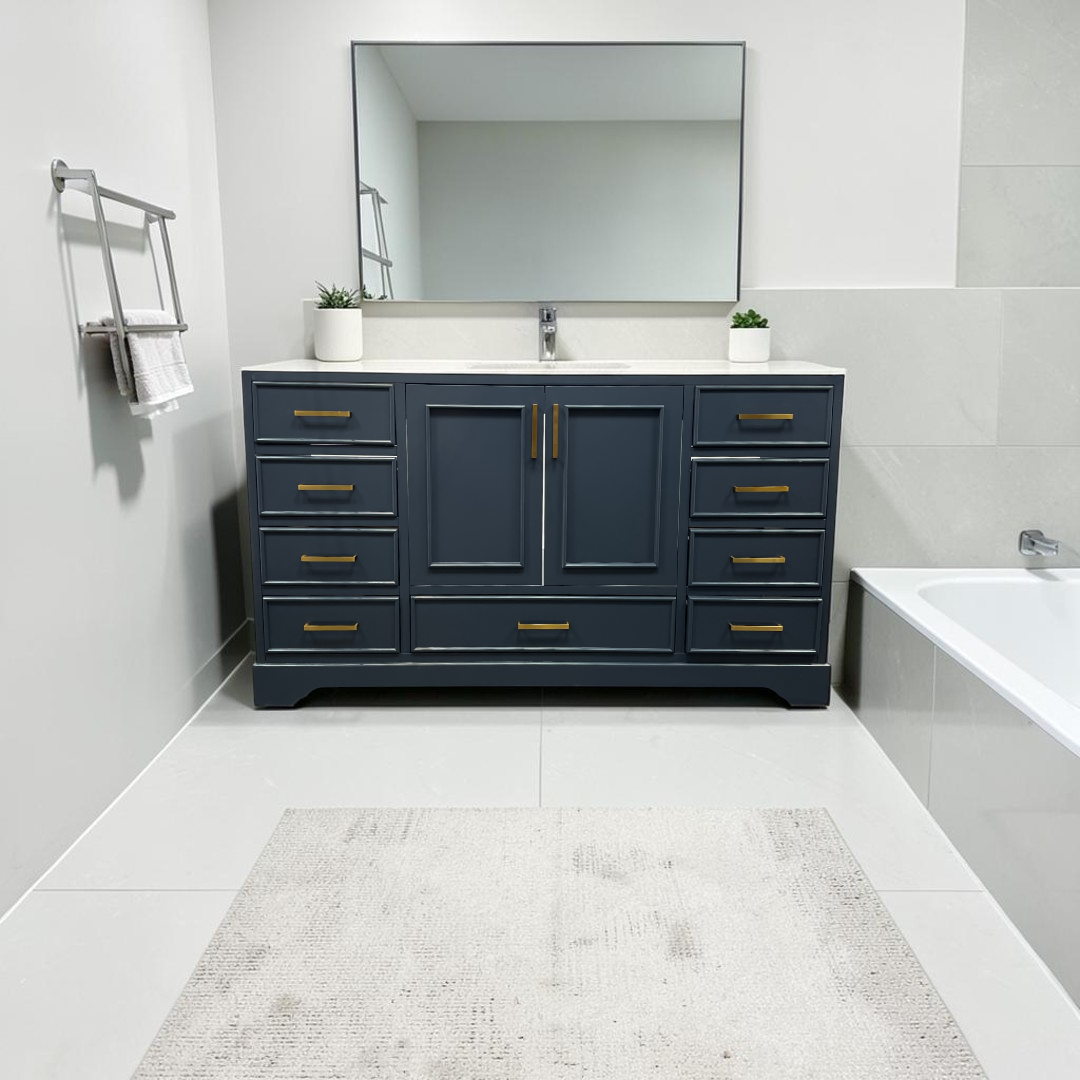 Ariel Bath Stafford 60 Inch Single Sink Base Cabinet In Midnight Blue