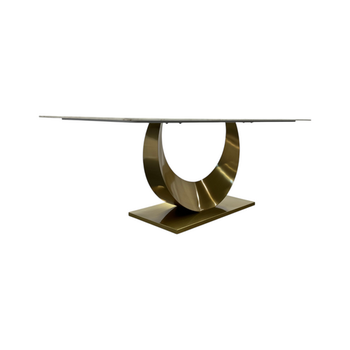 Mercer41 Sintered Stone Dining Table with Stainless Steel Base, White & Gold, image 12