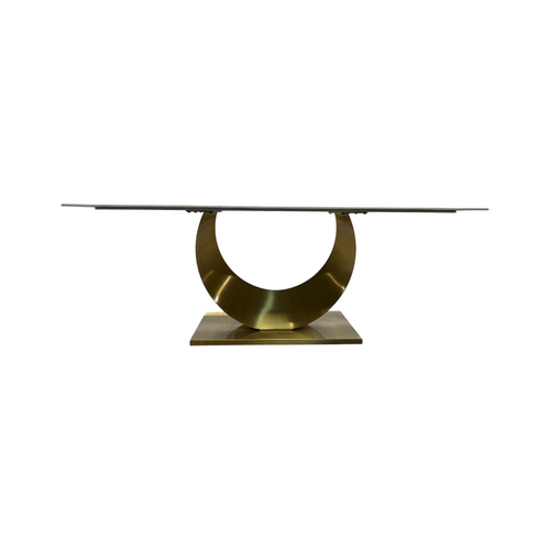 Mercer41 Sintered Stone Dining Table with Stainless Steel Base, White & Gold, image 15
