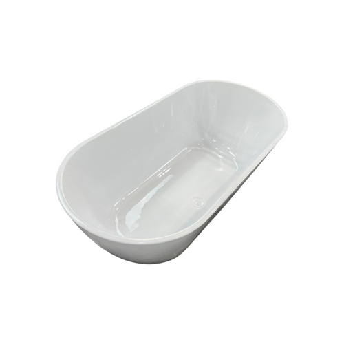 Ove Decors Ayago Solid Surface Freestanding White Acrylic Soaking Bathtub, with Overflow and Chrome Pop-up Drain, image 6