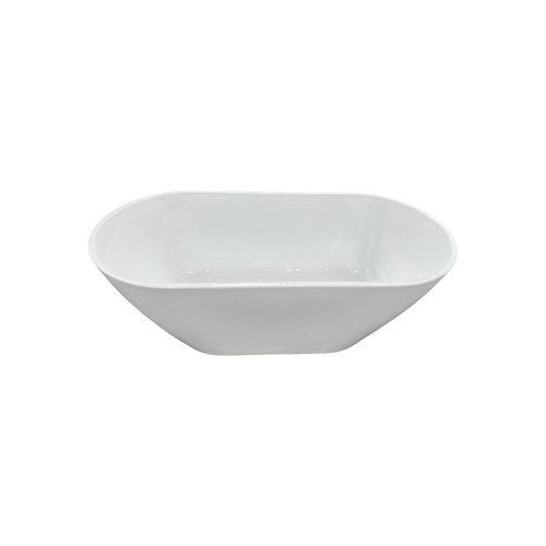 Ove Decors Ayago Solid Surface Freestanding White Acrylic Soaking Bathtub, with Overflow and Chrome Pop-up Drain, image 9