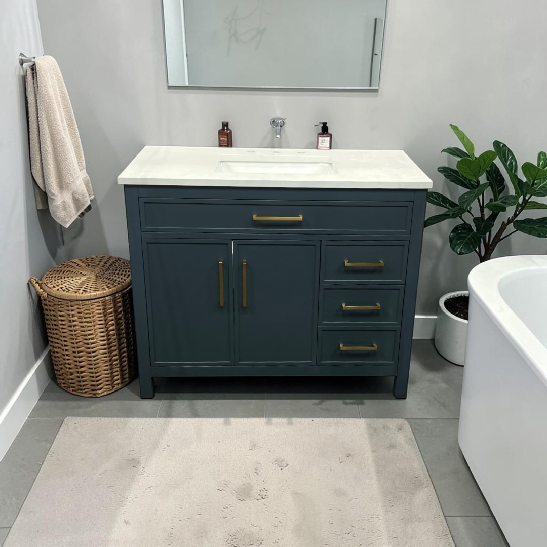 Sudio Design Cooper Vintage Blue Vanity with Ariston White Top