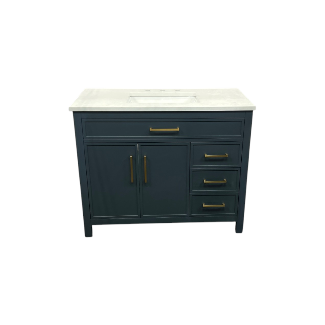 Sudio Design Cooper Vintage Blue Vanity with Ariston White Top