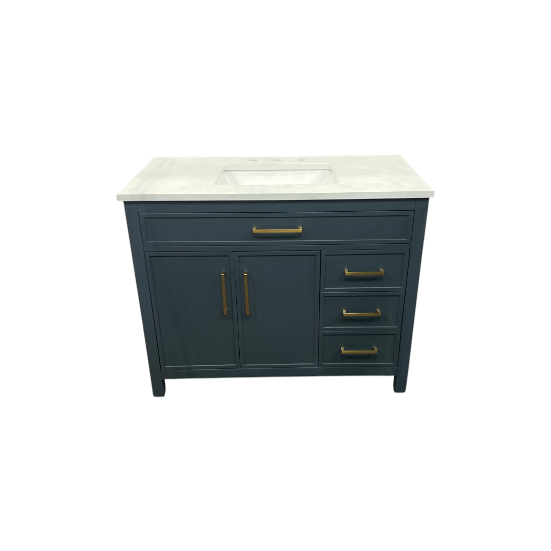 Sudio Design Cooper Vintage Blue Vanity with Ariston White Top