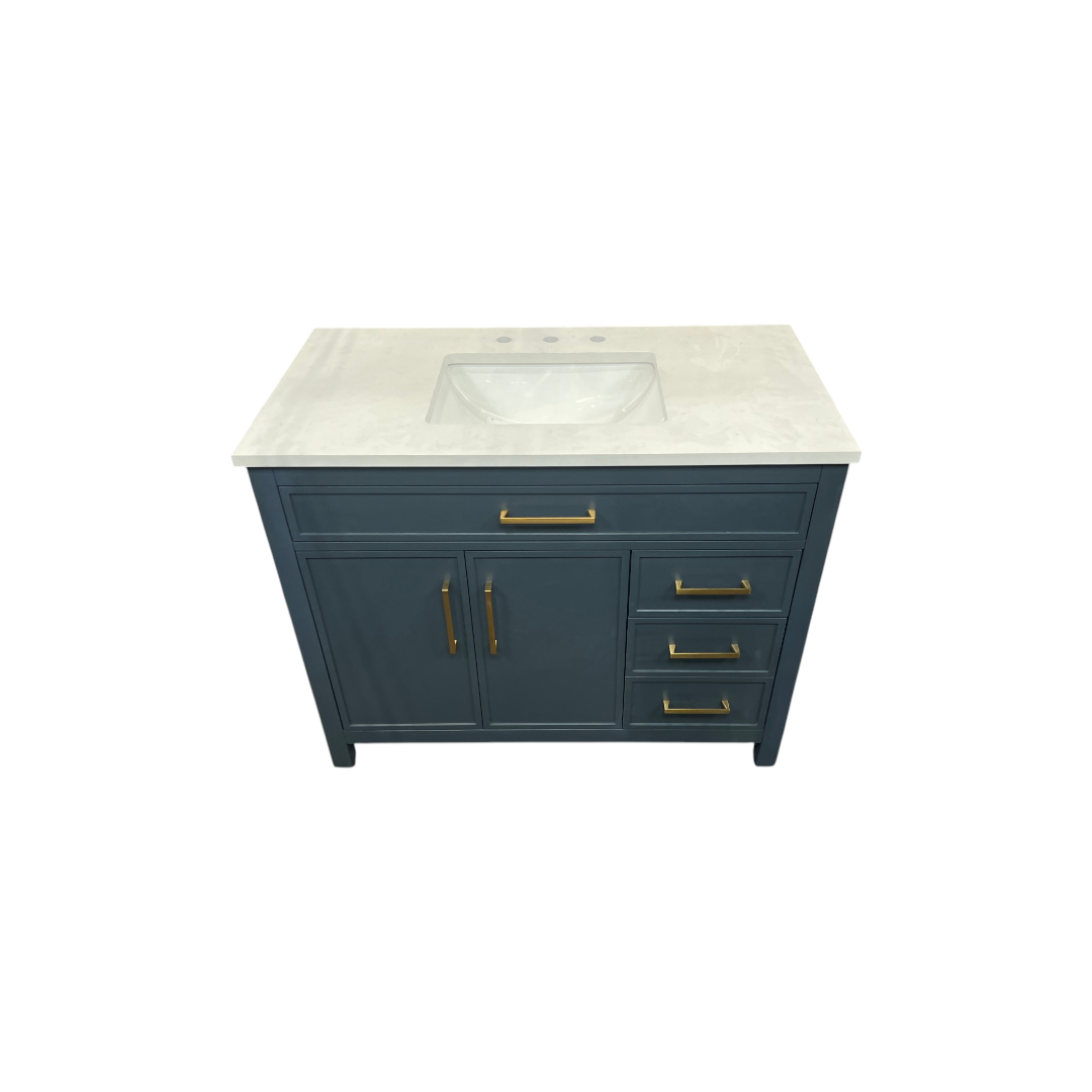 Sudio Design Cooper Vintage Blue Vanity with Ariston White Top