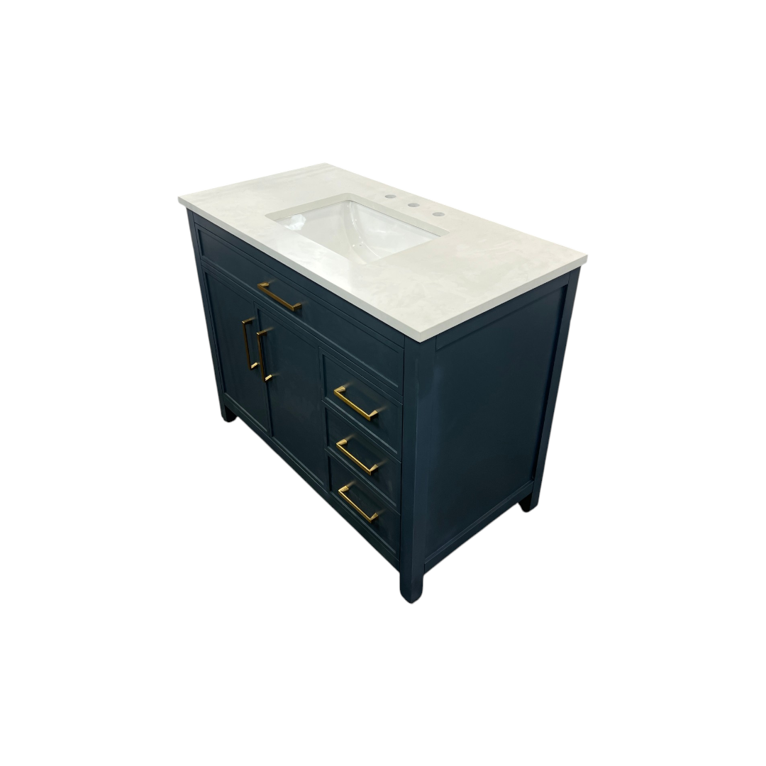 Sudio Design Cooper Vintage Blue Vanity with Ariston White Top