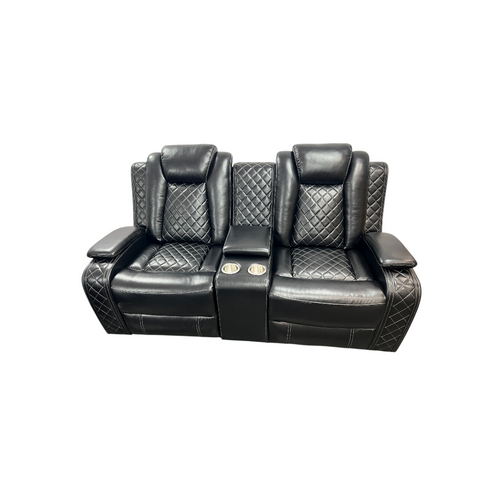 Latitude Run Amaceson 3 - Piece Movie Theater Vegan Leather Power Reclining Set with LED,Reading Light ,Storage Console (Set of 3), image 12