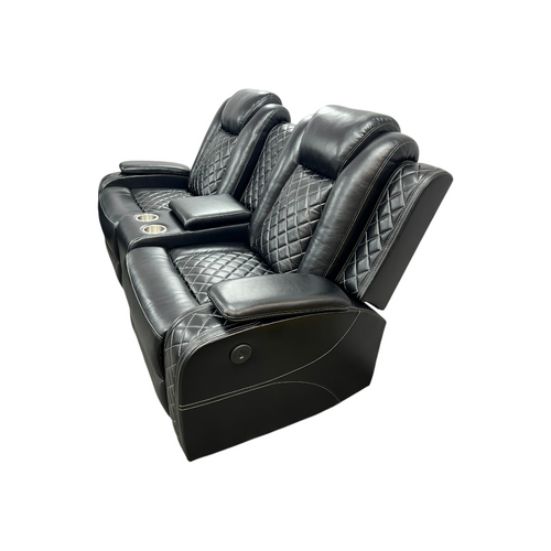 Latitude Run Amaceson 3 - Piece Movie Theater Vegan Leather Power Reclining Set with LED,Reading Light ,Storage Console (Set of 3), image 14