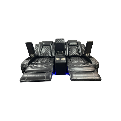 Latitude Run Amaceson 3 - Piece Movie Theater Vegan Leather Power Reclining Set with LED,Reading Light ,Storage Console (Set of 3), image 17
