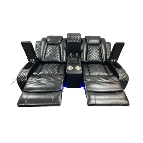 Latitude Run Amaceson 3 - Piece Movie Theater Vegan Leather Power Reclining Set with LED,Reading Light ,Storage Console (Set of 3), image 18