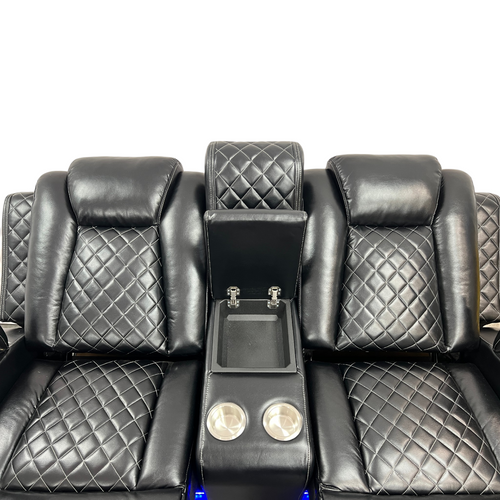 Latitude Run Amaceson 3 - Piece Movie Theater Vegan Leather Power Reclining Set with LED,Reading Light ,Storage Console (Set of 3), image 21