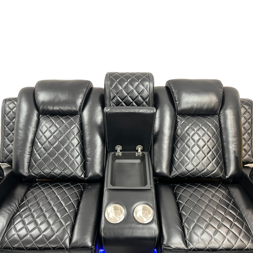 Latitude Run Amaceson 3 - Piece Movie Theater Vegan Leather Power Reclining Set with LED,Reading Light ,Storage Console (Set of 3), image 22