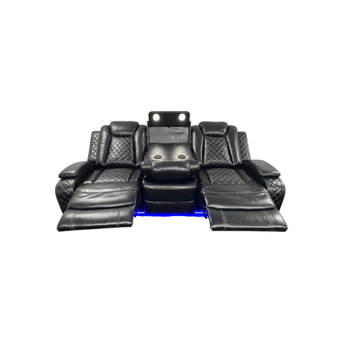 Latitude Run Amaceson 3 - Piece Movie Theater Vegan Leather Power Reclining Set with LED,Reading Light ,Storage Console (Set of 3), image 24