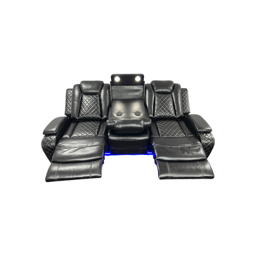 Latitude Run Amaceson 3 - Piece Movie Theater Vegan Leather Power Reclining Set with LED,Reading Light ,Storage Console (Set of 3), image 25