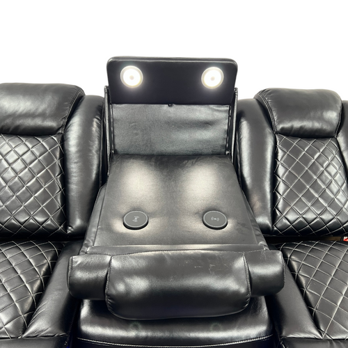 Latitude Run Amaceson 3 - Piece Movie Theater Vegan Leather Power Reclining Set with LED,Reading Light ,Storage Console (Set of 3), image 26