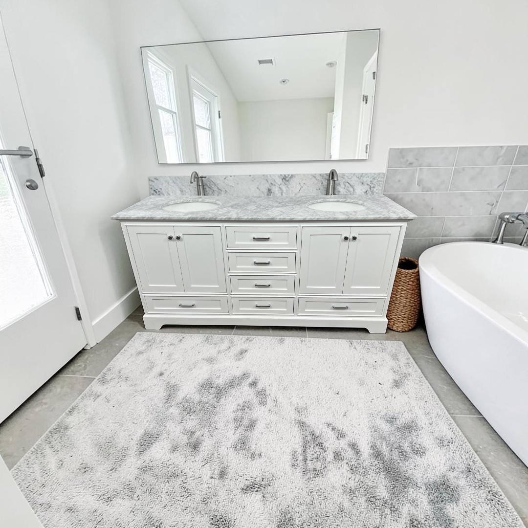 Ariel Bath Cambridge Double Bathroom Vanity with Carrara Marble Top
