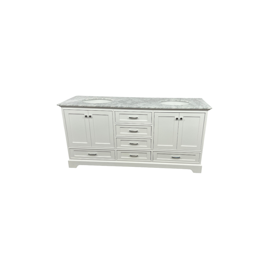 Ariel Bath Cambridge Double Bathroom Vanity with Carrara Marble Top