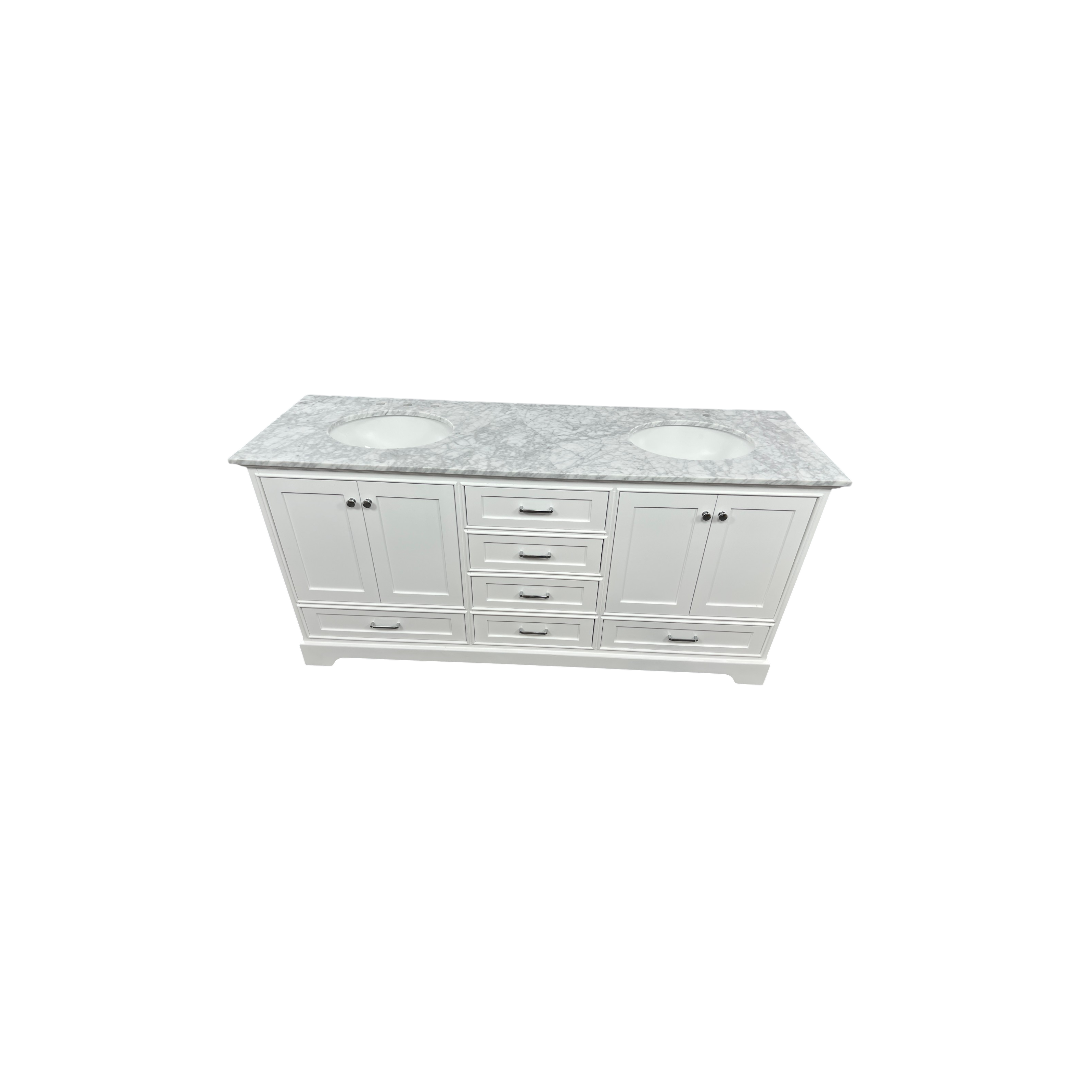 Ariel Bath Cambridge Double Bathroom Vanity with Carrara Marble Top